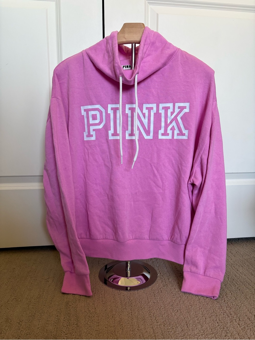 PINK Victoria's Secret Bright Pink Cowl Pullover Hoodie
